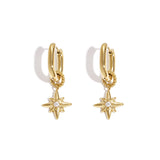 Earrings with shooting star on a small ring