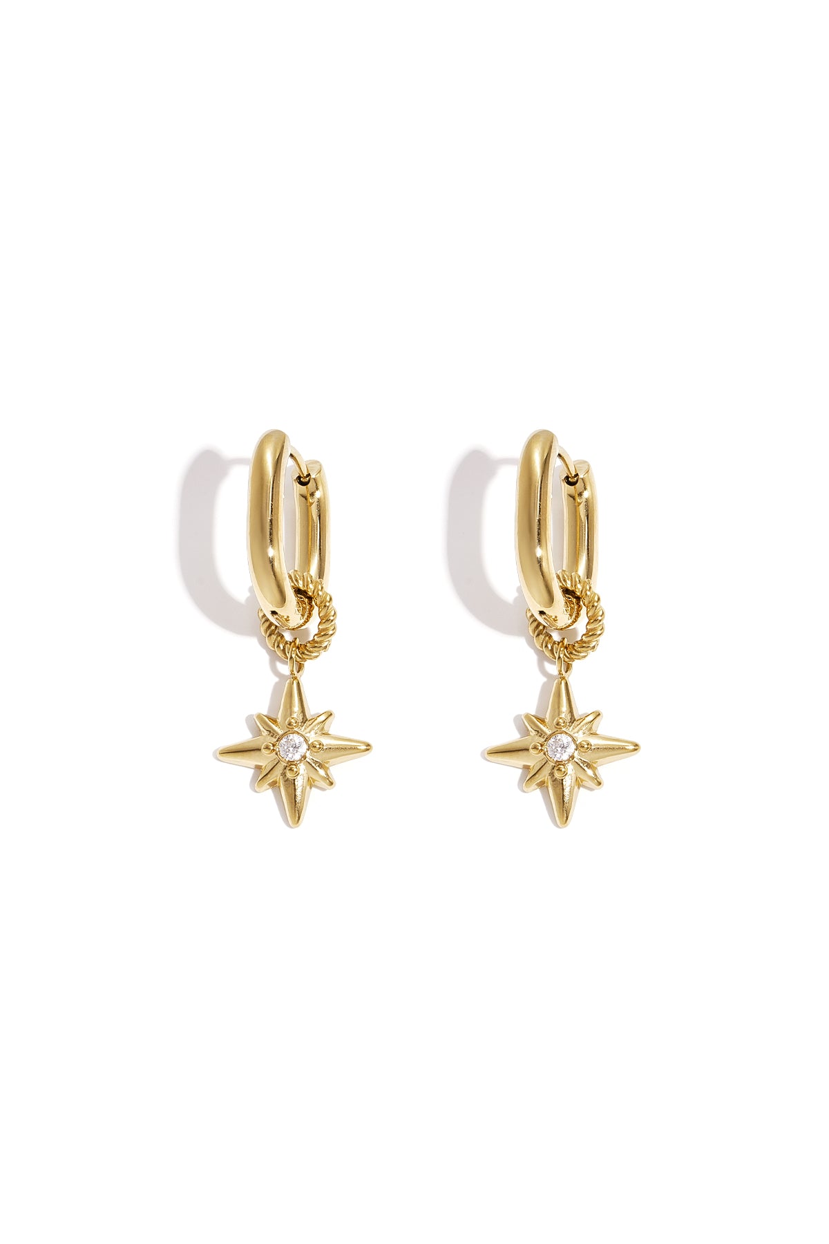 Earrings with shooting star on a small ring