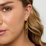 Hoop earrings with hanging chains and heart