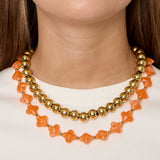 Bead necklace with clover beads