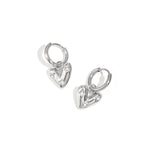 Earrings with heart-shaped pendant and zircon