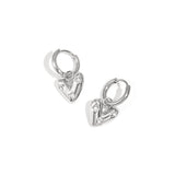 Earrings with heart-shaped pendant and zircon