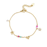 Charm bracelet with heart, star, stones and beads