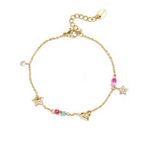 Charm bracelet with heart, star, stones and beads