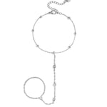 Hand chain with oval and round stones