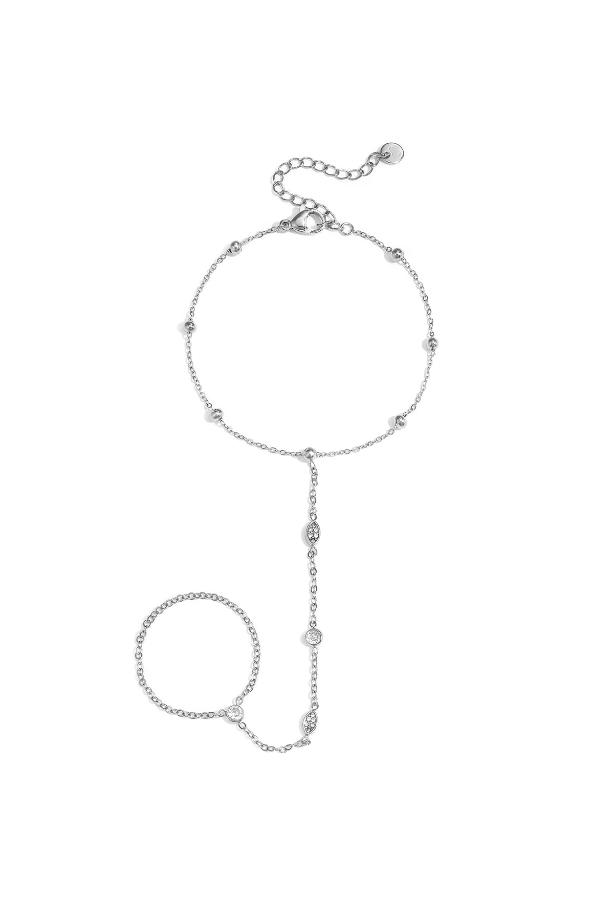 Hand chain with oval and round stones
