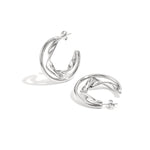 Double chunky hoop earrings with twisted detail