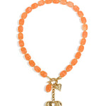 Squoval beaded necklace hanging heart