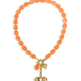 Squoval beaded necklace hanging heart