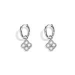 Small hoop earrings with zirconia-set clover charm