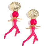 Earrings with coral and sea pendants