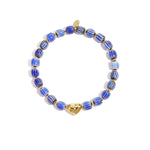 Beaded bracelet with heart-shaped centerpiece