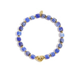 Beaded bracelet with heart-shaped centerpiece