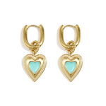 Earrings with colored heart charm