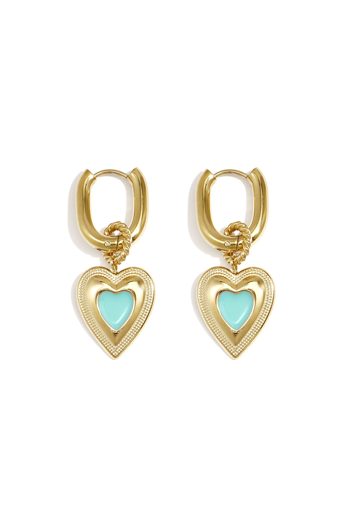 Earrings with colored heart charm