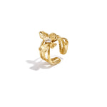Layered statement ring with flower and stone