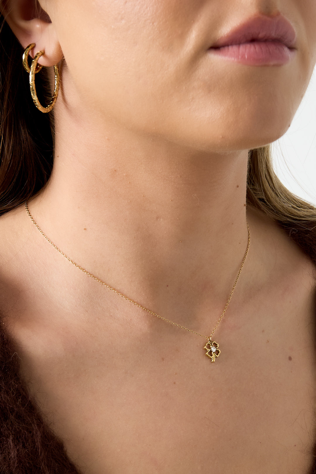14K Gold Plated Stainless Steel Pendant necklaces Clover Casual Simple Series Women's jewelry