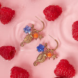 Seahorse earrings with charms