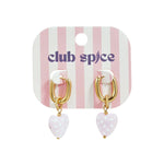 Earrings with dangling hearts with dots