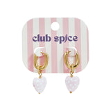 Earrings with dangling hearts with dots