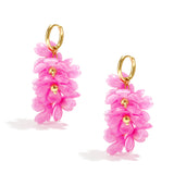 Earrings with a hanging wreath of flowers