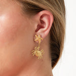 Dangling starfish earrings with crab