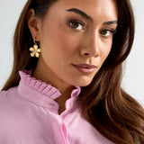 Stainless Steel Drop Earrings Flower Simple Daily Simple Series Women's jewelry