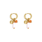 Earrings with beads and coin charm