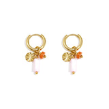 Earrings with beads and coin charm
