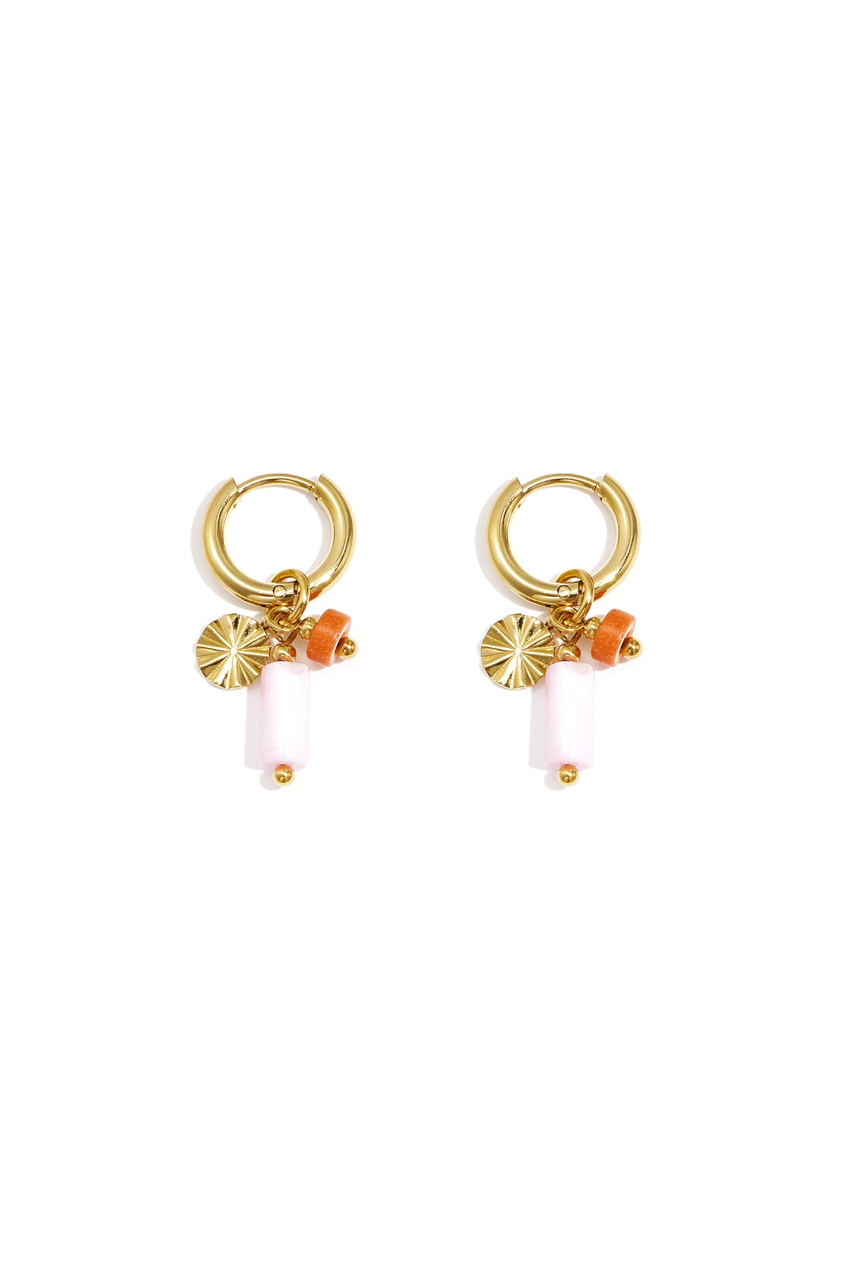 Earrings with beads and coin charm
