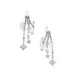 Triple earrings with pearl and star pendants