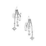 Triple earrings with pearl and star pendants