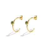 Hoop earrings with round stone