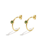Hoop earrings with round stone