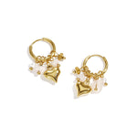Earrings with heart and bead pendants