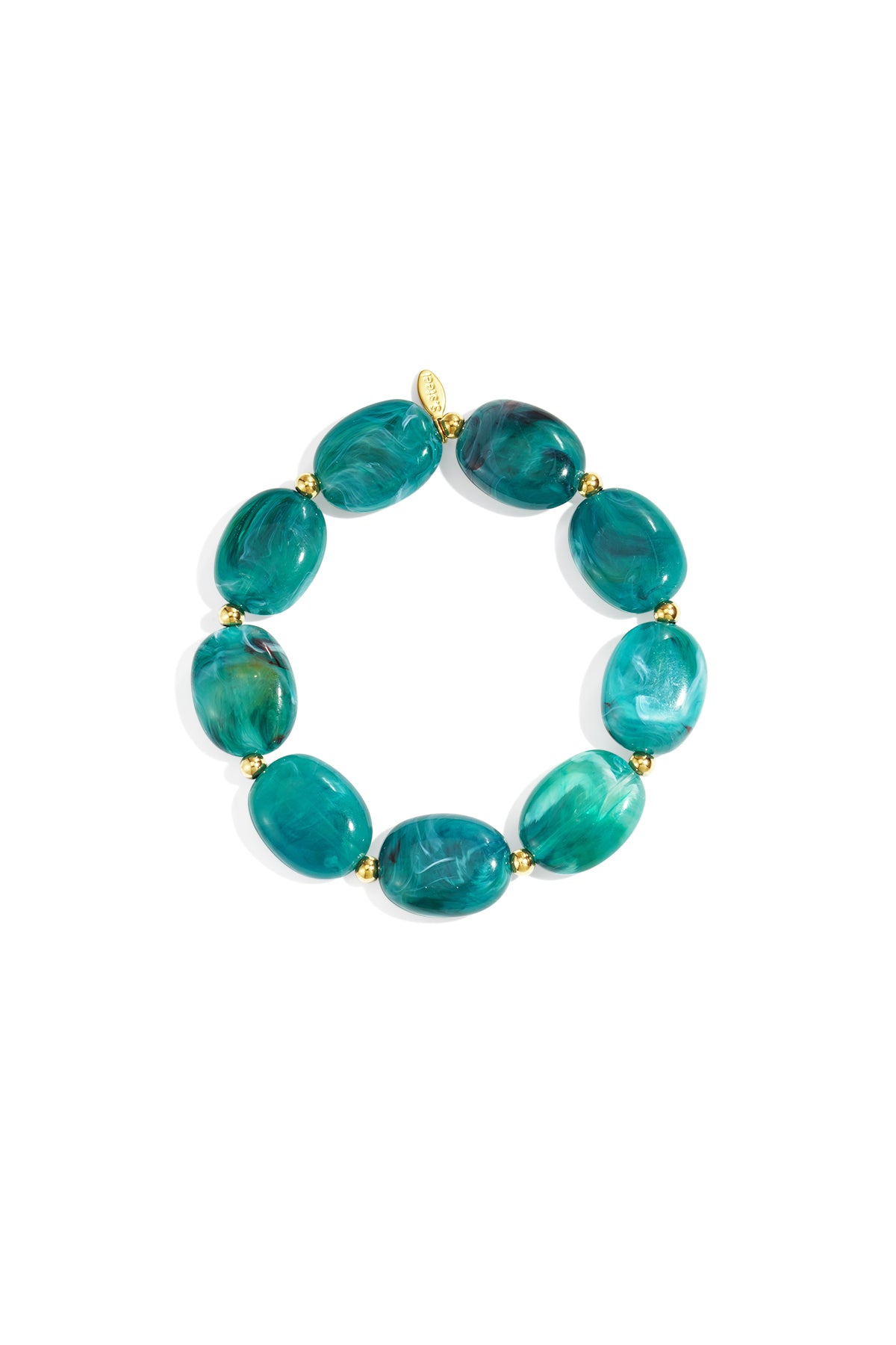 Beaded bracelet with oval and gold beads