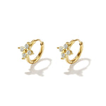 Small hoop earrings with clover-shaped stones