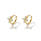 Small hoop earrings with clover-shaped stones