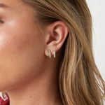 Earrings with double effect and zirconia
