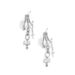 Triple earrings with cubic zirconia and cross charm