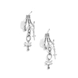 Triple earrings with cubic zirconia and cross charm