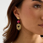 Heart earrings with statement bead