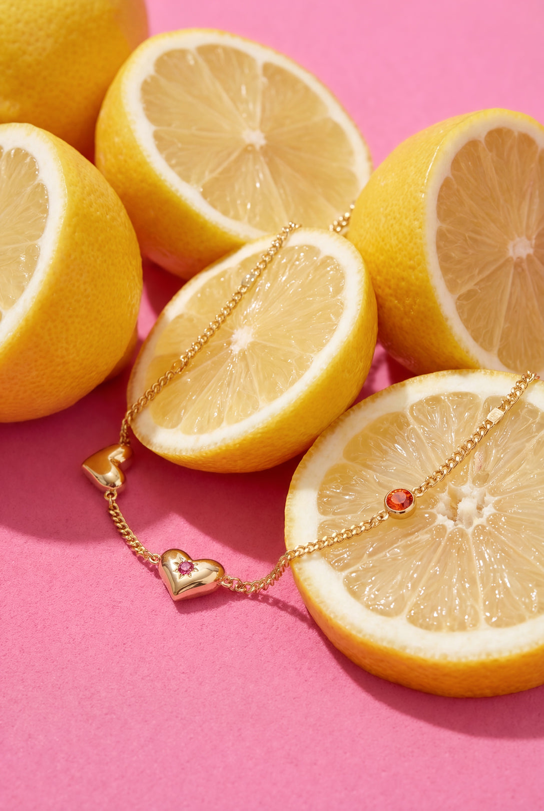Bracelet with heart and stone pattern