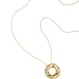 Long necklaces with a round pendant with a bumpy texture