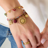 Stainless Steel Charm Bracelets Flower Casual Daily Simple Series Women's jewelry