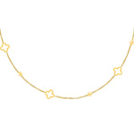 Necklace open clovers Gold Color Stainless Steel