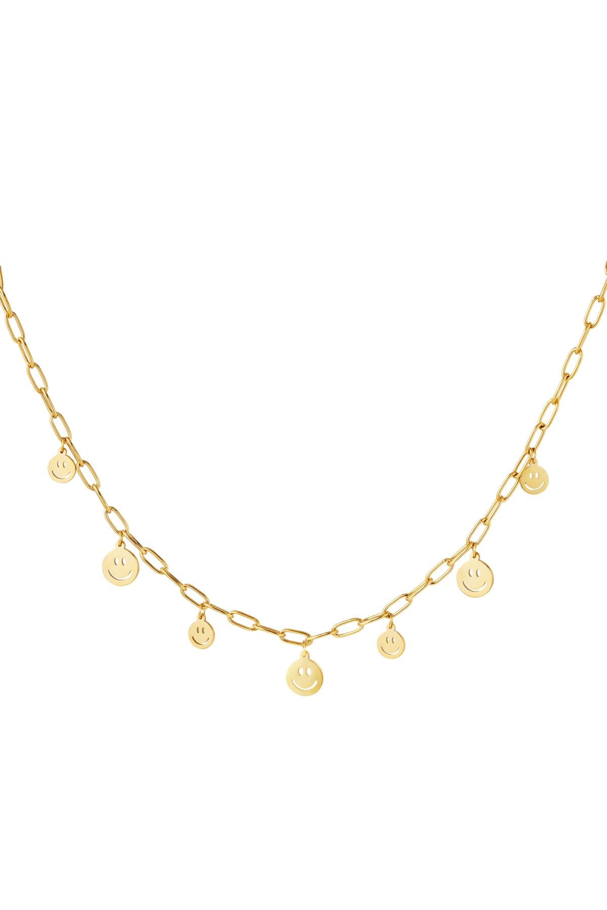Necklace multiple smileys Gold Color Stainless Steel