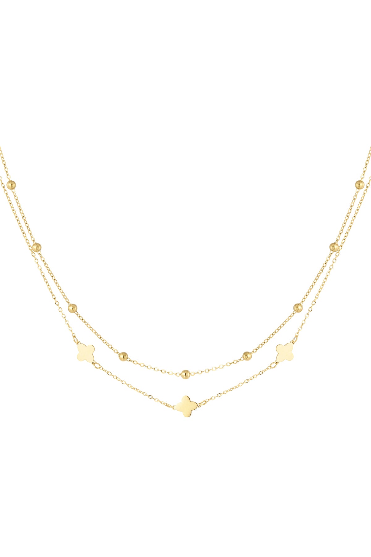 necklace double clover/balls
