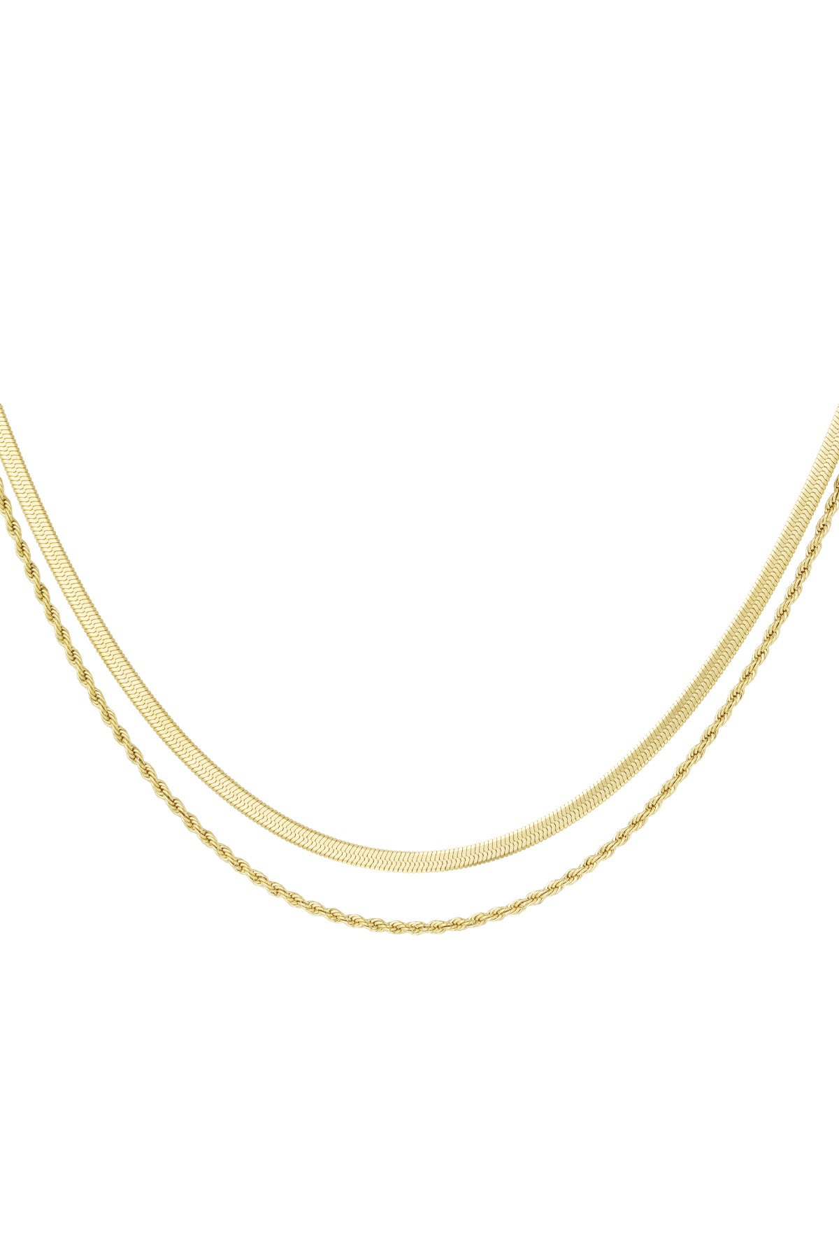 flat and chain double necklace