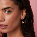 Earrings with heart and bead pendants